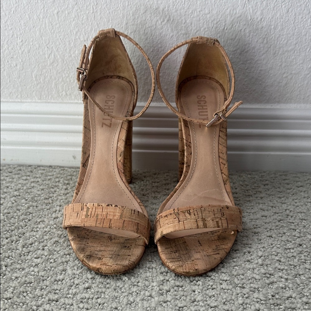 SCHUTZ Women's Cork Heels in Tan